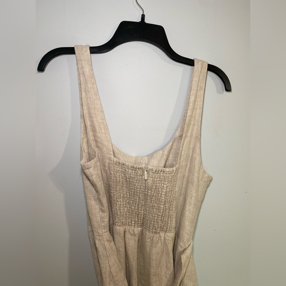 Aritzia Wilfred New Saturn Natural Linen Wrap Midi Dress Size 10 - Picture 9 of 16